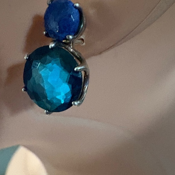 Ippolita Sterling 2 Blue Quartz, Lapis Stud Post Earrings TIMELESS - Picture 4 of 11